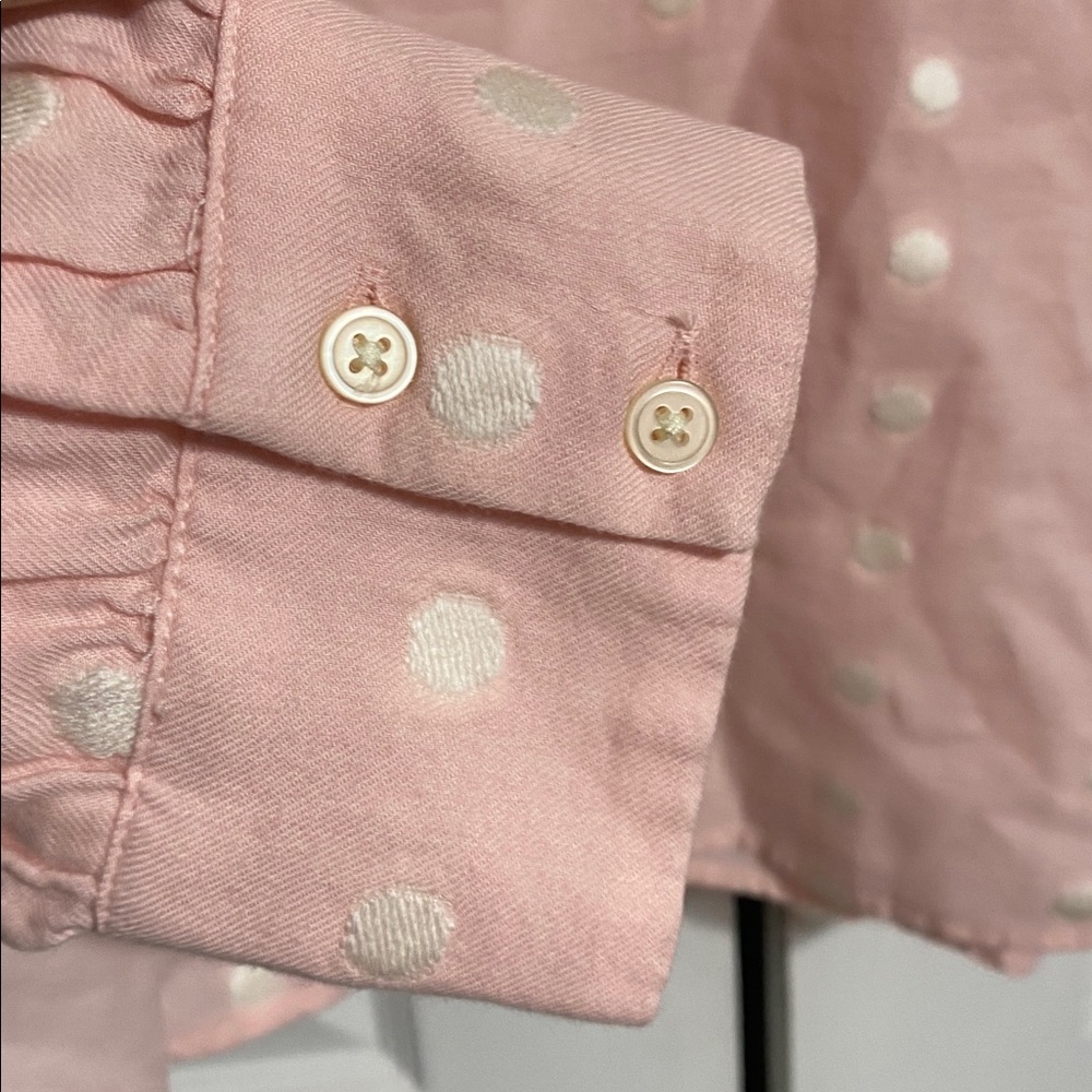 LOFT Pink & white cotton blend Dot Pullover Blouse top shirt size LARGE - Picture 5 of 11
